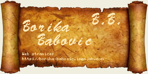 Borika Babović vizit kartica